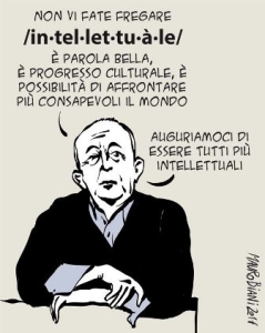 Mix_vignette, Mauro Biani, intellettuale, morte di Tullio De Mauro, manif6gen17